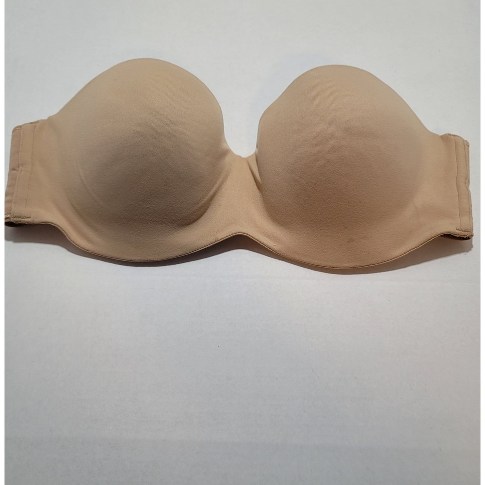 Victoria Secret Body by Victoria lined Strapless beige‎ underwire bra size 34DD
